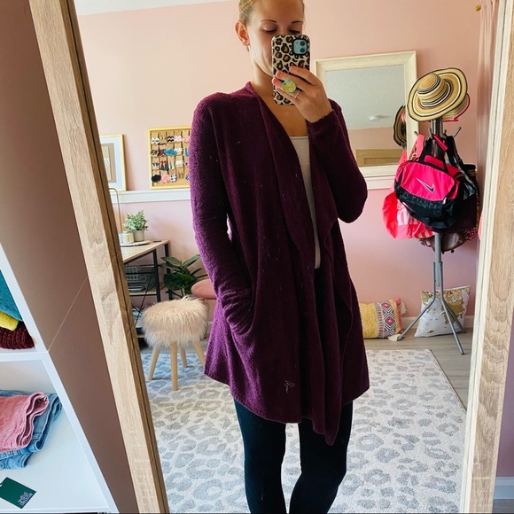 Barefoot Dreams Cozy Chic Lite Open Front Cardigan Purple Sz XXS/XS - Picture 14 of 14